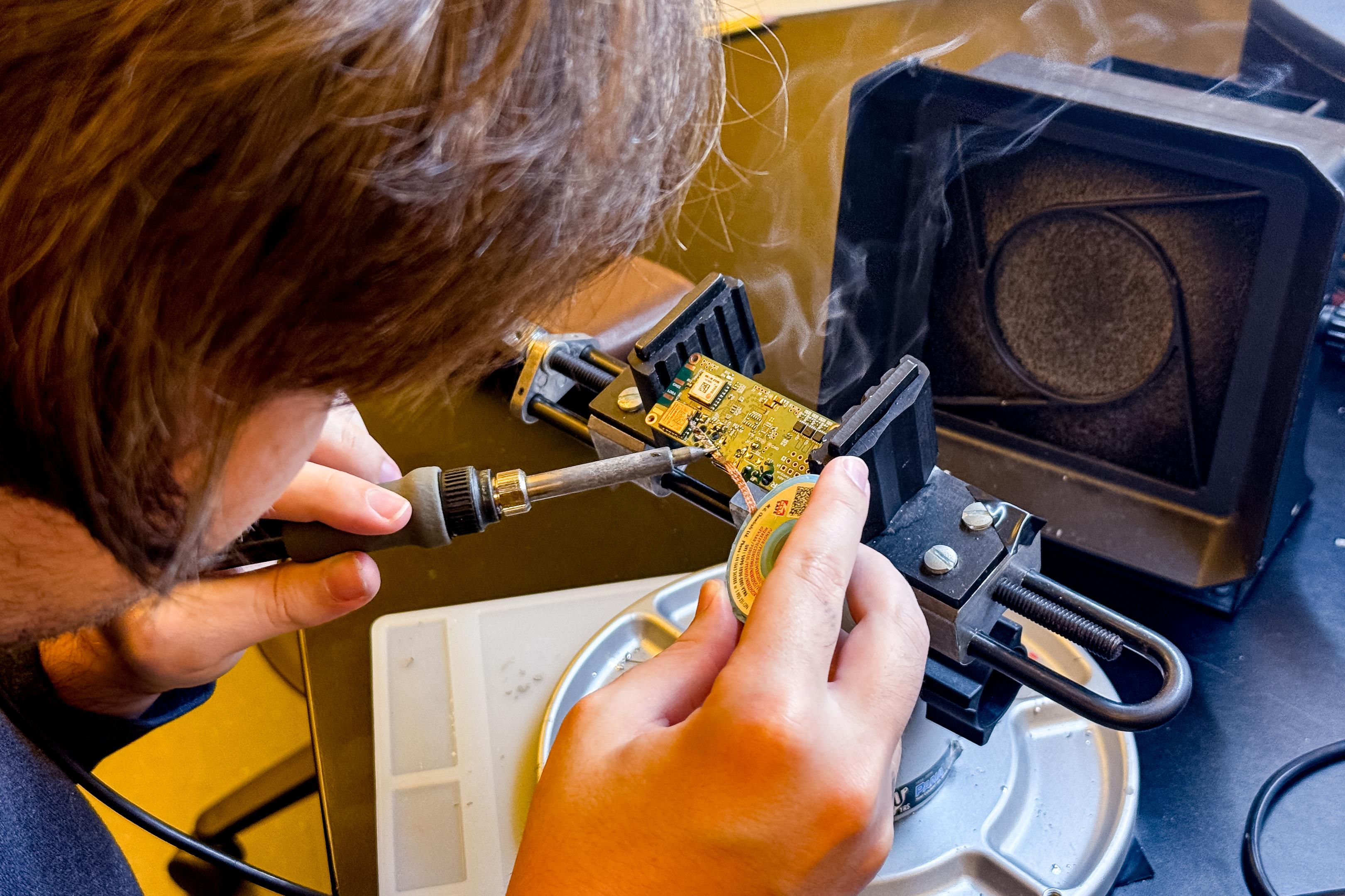 Soldering a flight computer board
